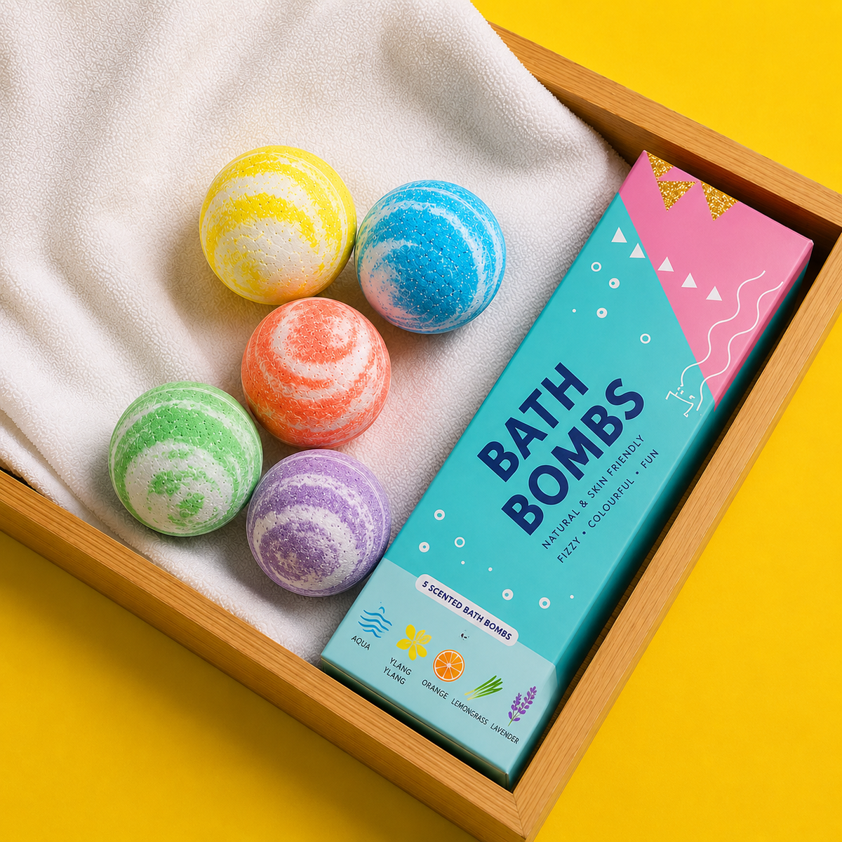 Natural Colorful Bath Bombs for Kids- Pack Of 6