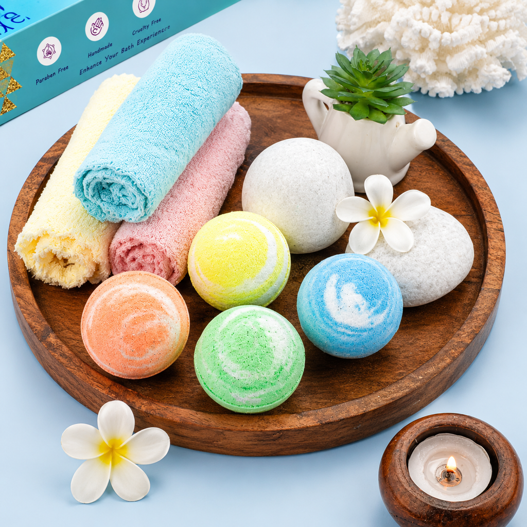 Natural Colorful Bath Bombs for Kids- Pack Of 6