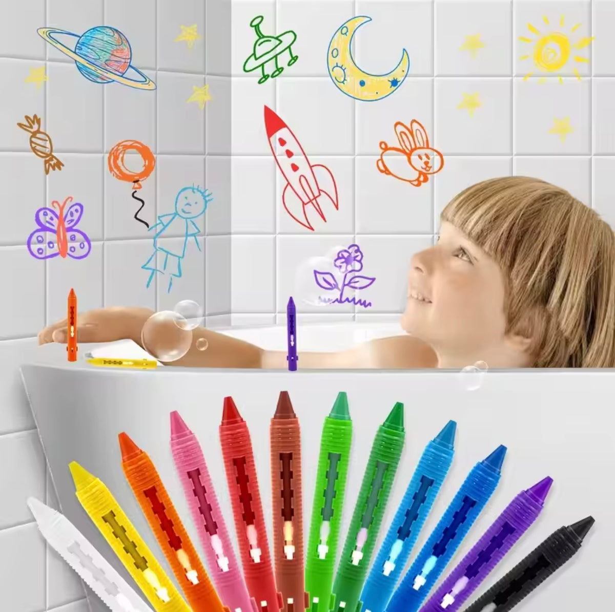 Bath Crayons™ – Washable Bathtub Drawing Crayons for Kids